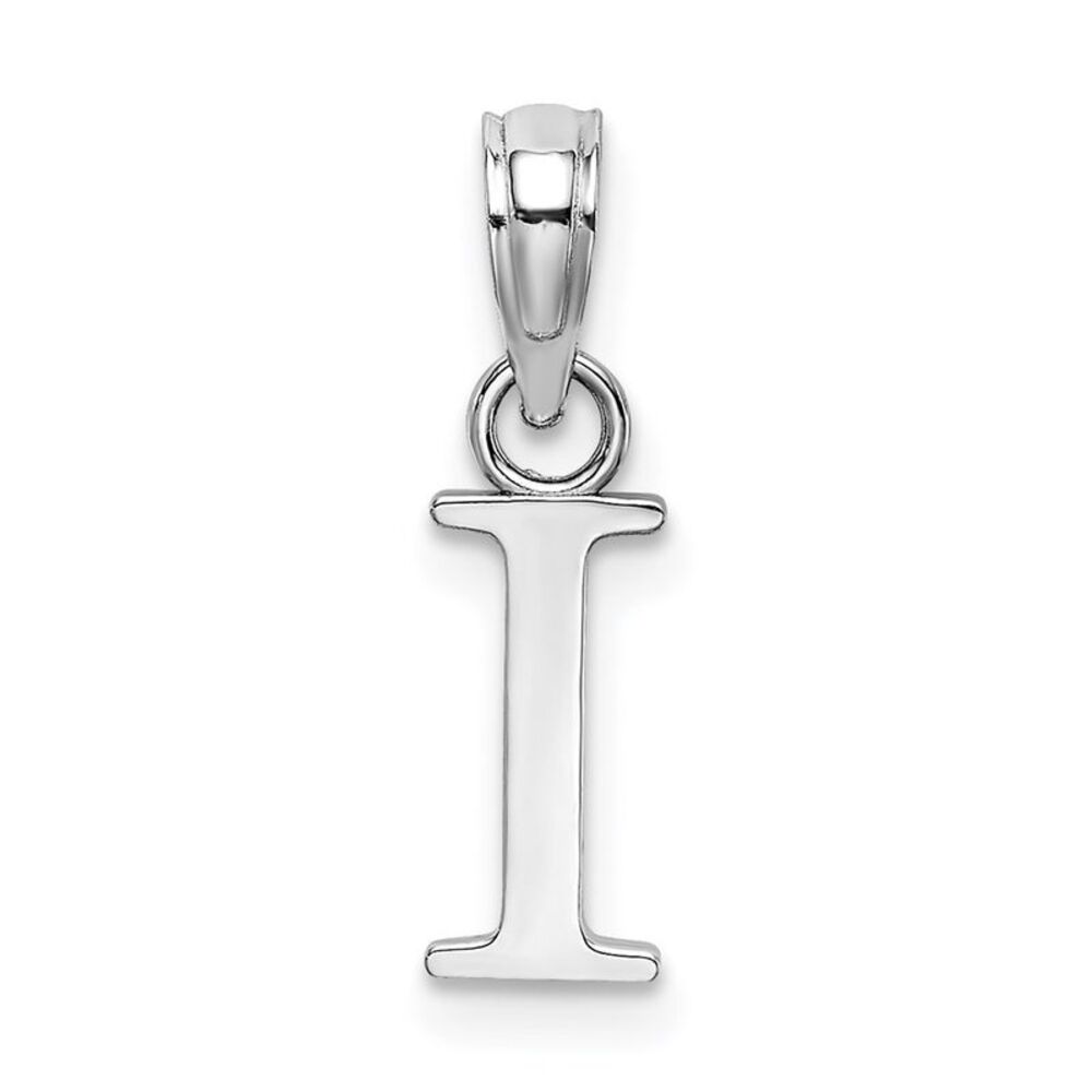 10k White Gold Polished I Block Initial Charm - image 6
